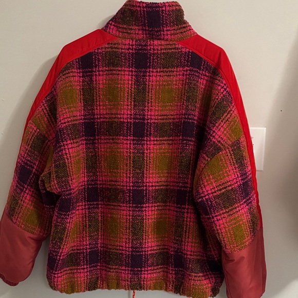 OOF Wear To Go Plaid Fleece Quarter Zip Pullover | Red Utility Pocket - Picture 7 of 7